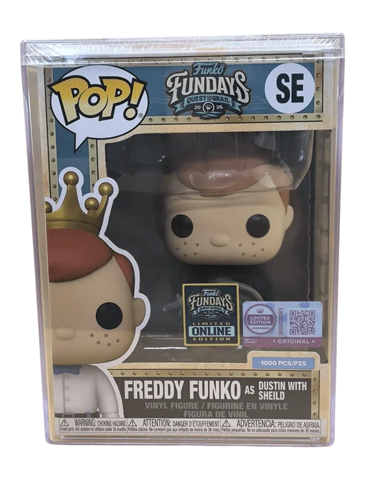 Freddy funko as Dustin with Shield #SE Funko Pop from Funko Fundays