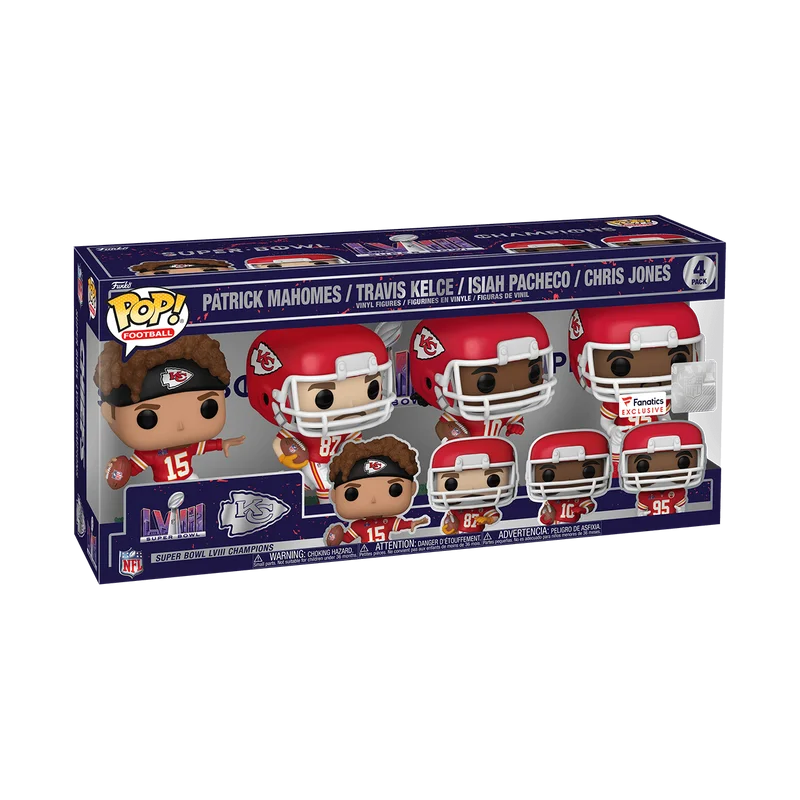 Patrick Mahomes / Travis Kelce / Isiah Pacheco / Chris Jones #4 PACK Funko Pop from Chiefs