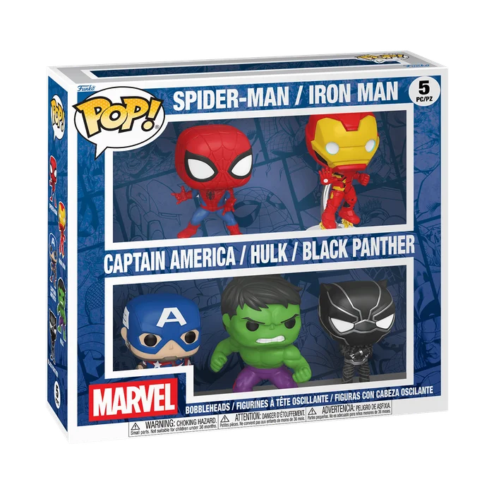 Spider-Man / IronMan Captain America / Hulk / Black Panther #5 PC/PZ Funko Pop from Marvel