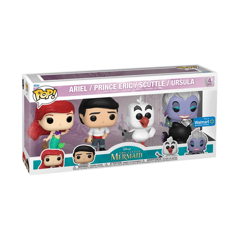 Ariel / Prince Eric / Scuttle / Ursula #4 PACK Funko Pop from The Little Mermaid