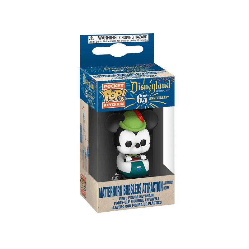 Matterhorn Bobsleds Attraction and Mickey Mouse Funko Pop from Disneyland Resort 65th Anniversary