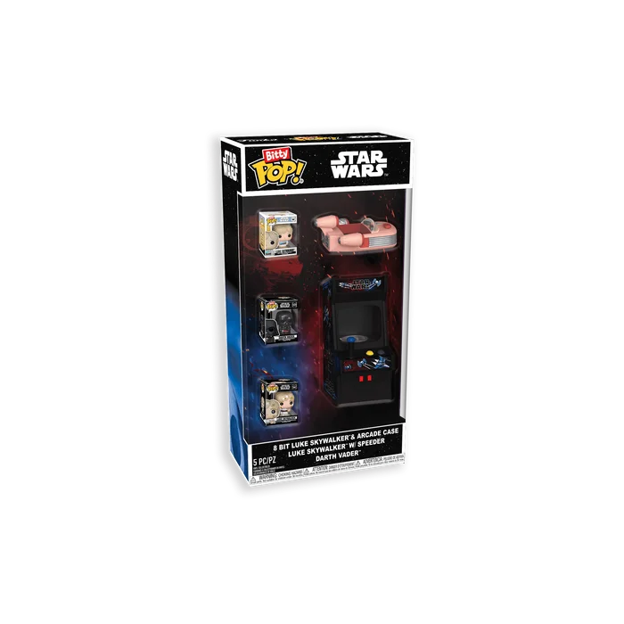 8-Bit Luke Skywalker& Arcade Case Luke Skywalker w/Speeder Darth Vader Funko Pop from Star Wars