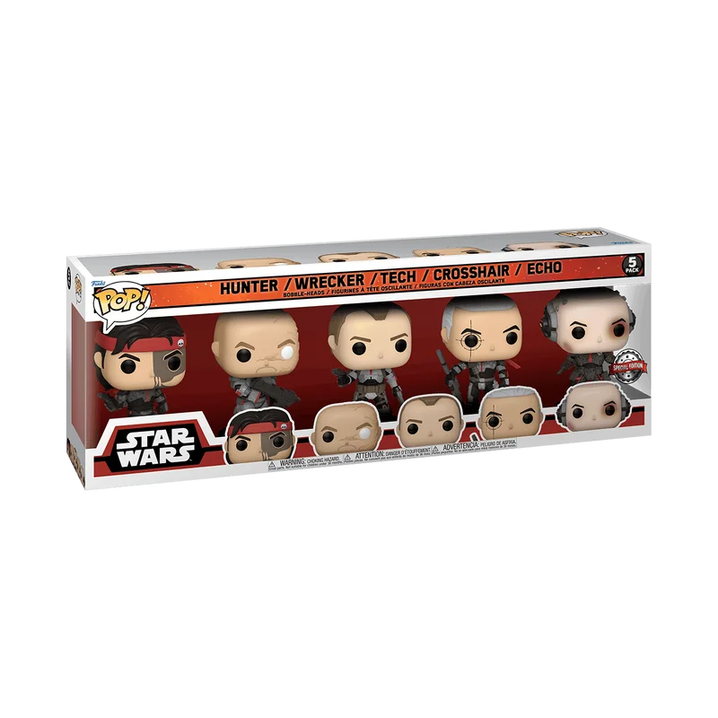 Hunter / Wrecker / Tech / Crosshair / Echo #5 PACK Funko Pop from Star Wars