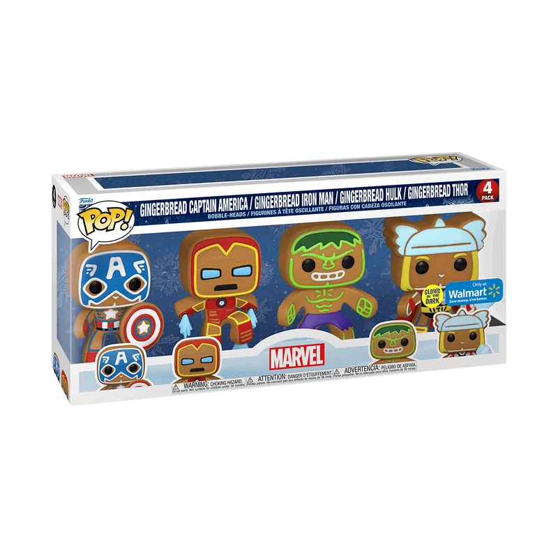 Gingerbread Captain America / Gingerbread Iron Man / Gingerbread Hulk / Gingerbread Thor #4 PACK Funko Pop from Marvel
