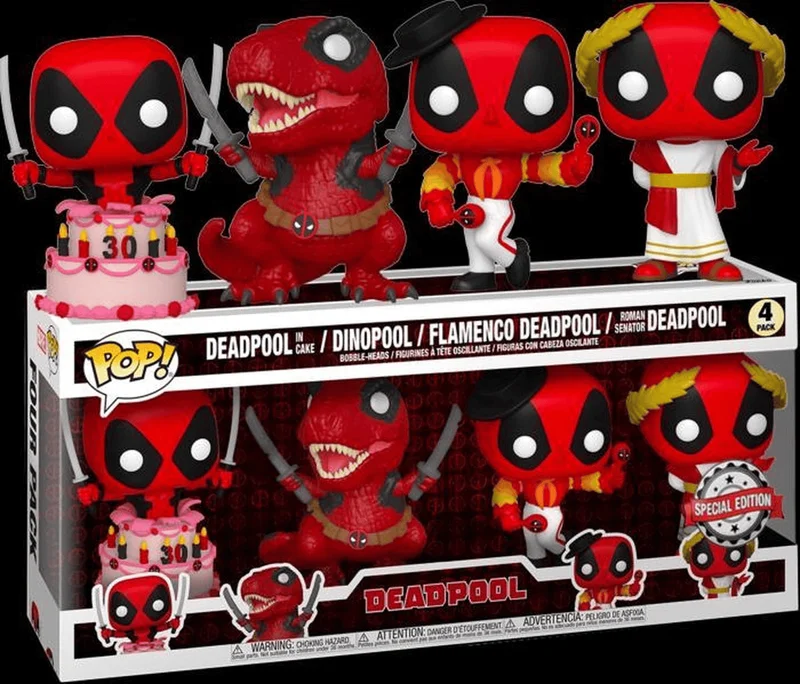 Deadpool in Cake / Dinopool / Flamenco Deadpool / Roman Senator Deadpool #4 PACK Funko Pop from Deadpool