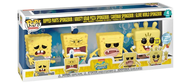 Ripped Pants SpongeBob / Krusty Krab Pizza SpongeBob / Caveman SpongeBob / Glove World SpongeBob #4 PACK Funko Pop from Spongebob Squarepants