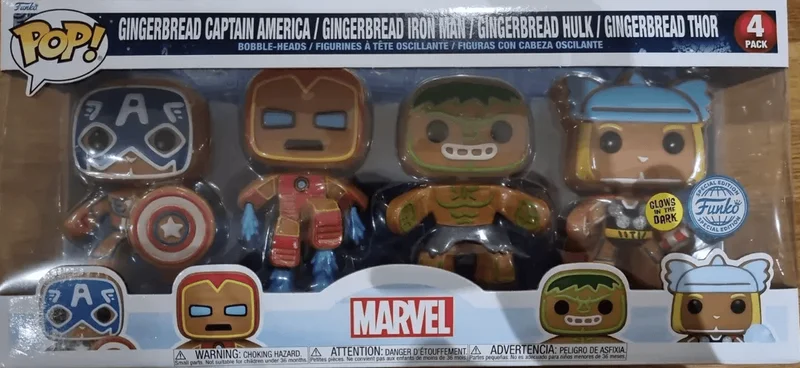 Gingerbread Captain America / Gingerbread Iron Man / Gingerbread Hulk / Gingerbread Thor #4 PACK Funko Pop from Marvel
