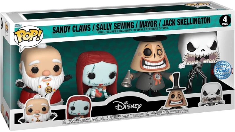 Sandy Claws / Sally Sewing / Mayor / Jack Skellington #4 PACK Funko Pop from Disney