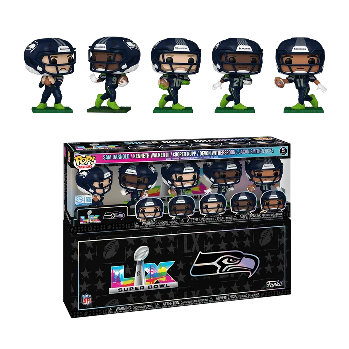 Sam Darnold / Kenneth Walker / Cooper Kupp / Devon Witherspoon / Jaxon Smith-Njigba #5-PACK Funko Pop from Seattle Seahawks