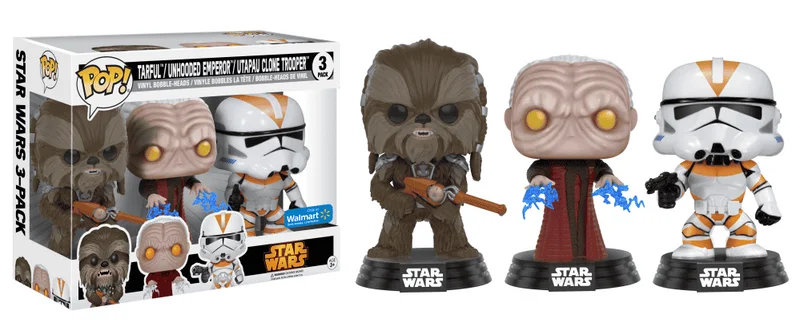 Tarfful, Unhooded Emperor, & Utapau Clone Trooper #3 PACK Funko Pop from Star Wars