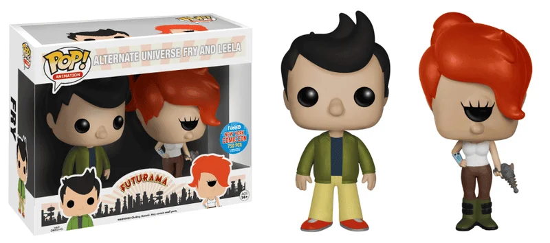 Alternate Universe Fry and Leela Funko Pop from Futurama