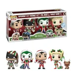 Superman in Holiday Sweater, Batman as Ebenezer Scrooge, The Joker as Santa, Harley Quinn with Helper #4 PACK Funko Pop